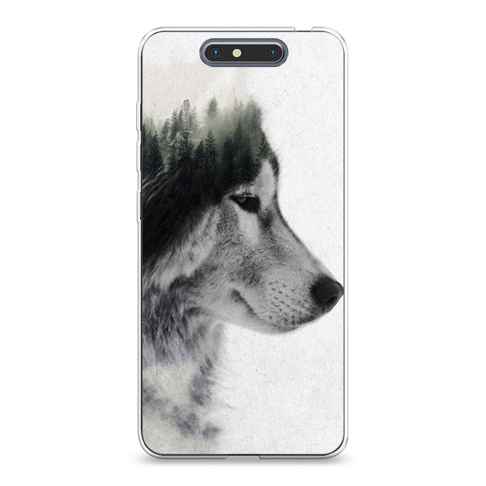 

Чехол на ZTE Blade V8 "Волк лес", Серый;белый, 131250-1