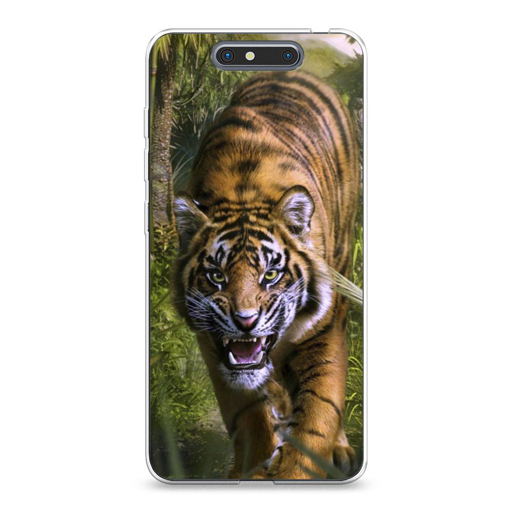 

Чехол на ZTE Blade V8 "Тигр в джунглях 2", Оранжевый;зеленый, 131250-1