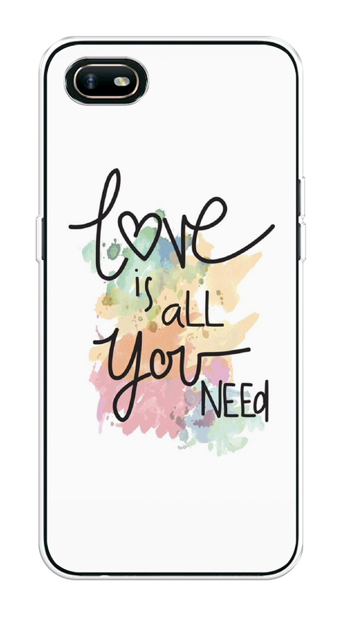 

Чехол на Oppo A1k "Love is all you need", Белый;черный;зеленый, 252150-1
