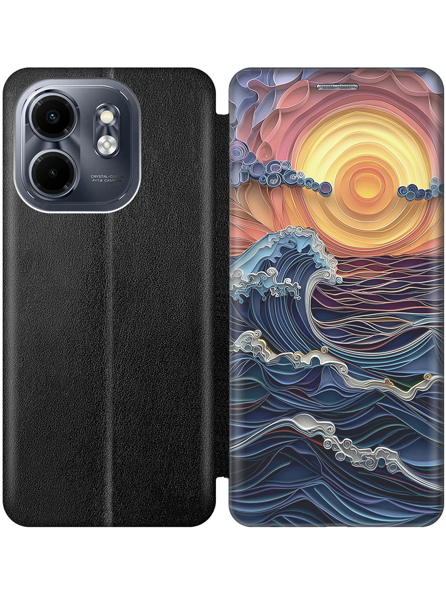 

Чехол-книжка на Infinix Hot 50i / Smart 9 с принтом "Волны на закате" черный, Черный;оранжевый;синий, 786719341