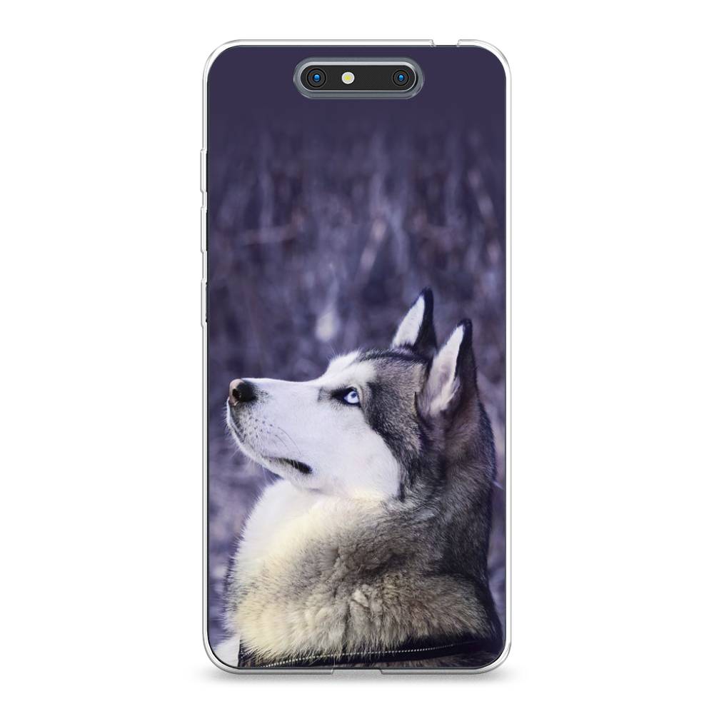 

Чехол на ZTE Blade V8 "Хаски 1", Фиолетовый;белый, 131250-1