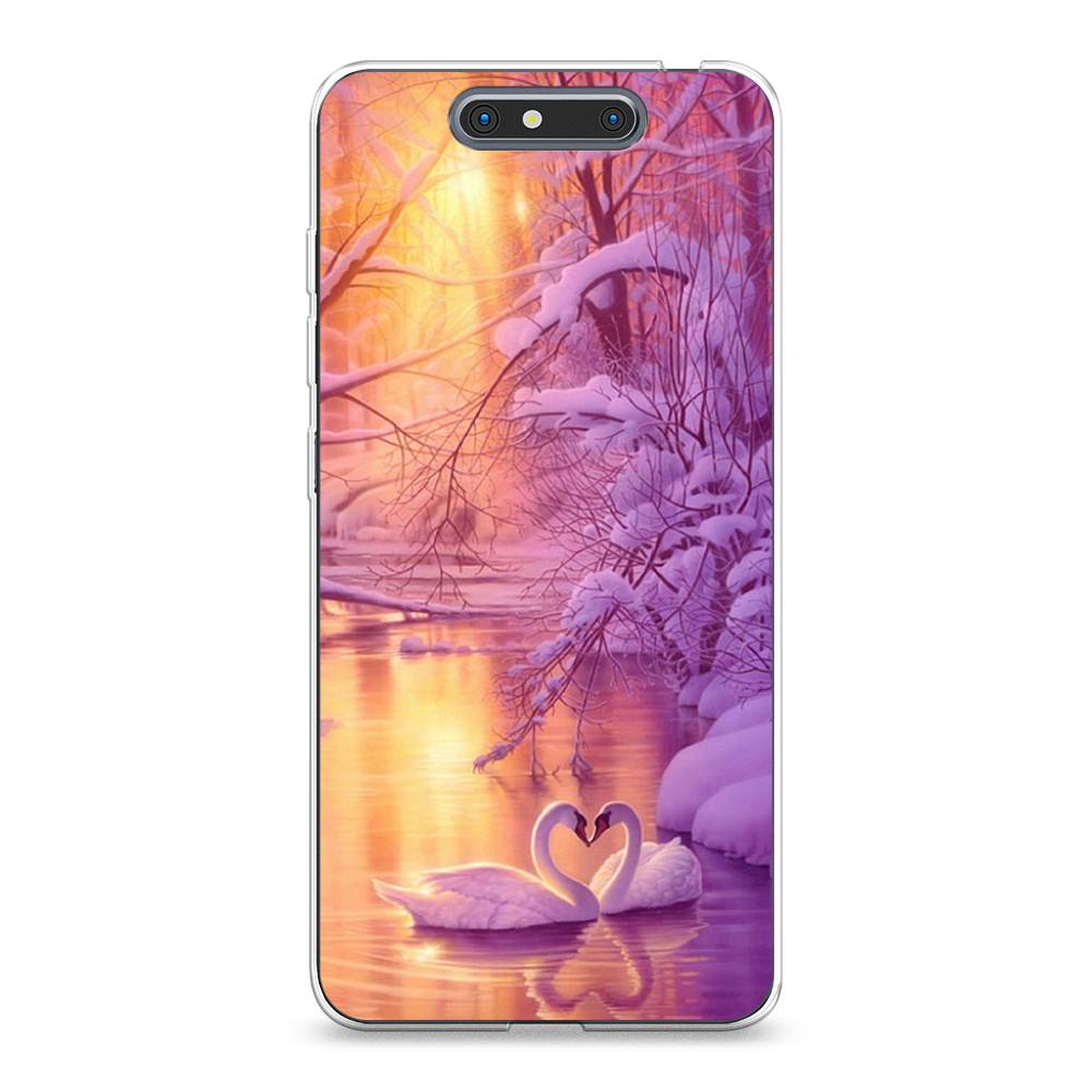 

Чехол на ZTE Blade V8 "Зима 1", Фиолетовый;желтый, 131250-2