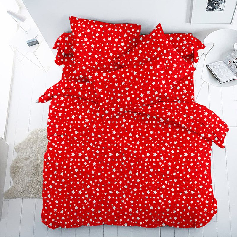 фото Детское постельное белье всё себе из бязи звезды на красном 1.5-спальное наволочки 50х70