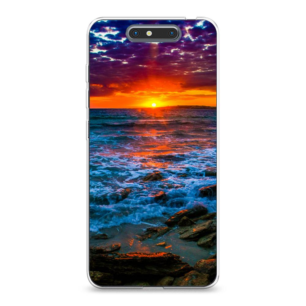

Чехол на ZTE Blade V8 "Закат 1", Оранжевый;синий, 131250-2
