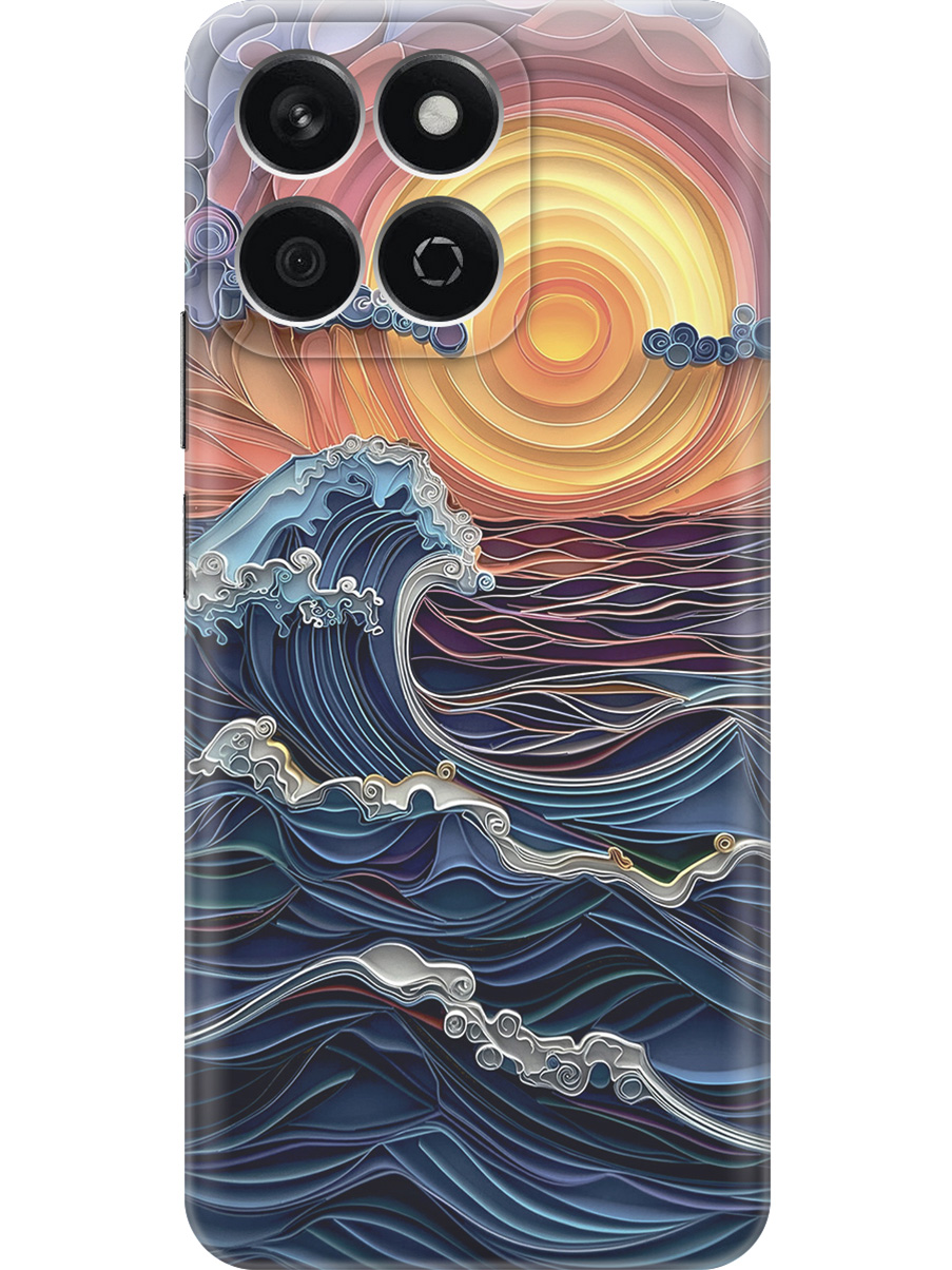 

Силиконовый чехол на Honor X7C с принтом "Волны на закате", Прозрачный;оранжевый;синий, 786720541