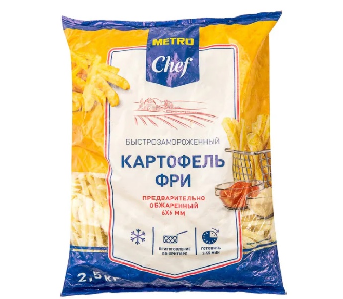 Картофель фри Metro Chef быстрозамороженный 6 х 6 мм 2,5 кг