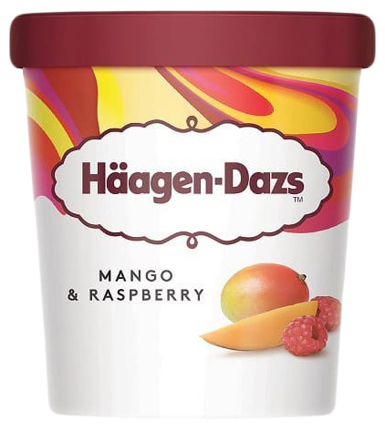 

Мороженое пломбир Haagen-Dazs манго и малина бзмж 400 г