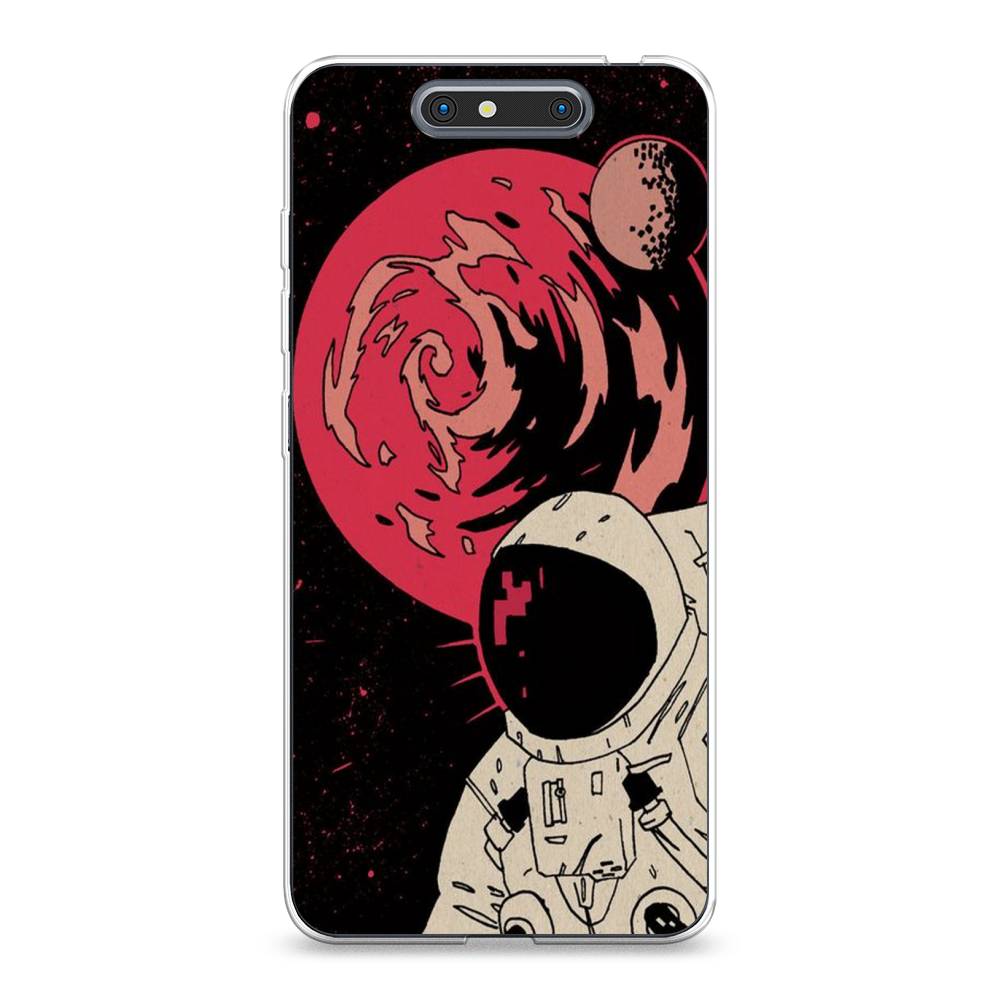 

Чехол на ZTE Blade V8 "Космонавт возле Марса", Черный;красный, 131250-2