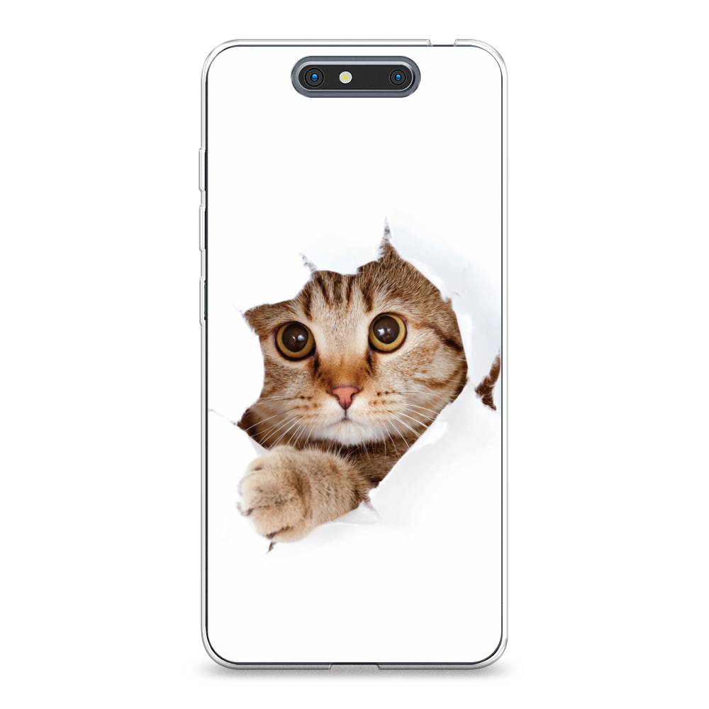 

Чехол на ZTE Blade V8 "Кот и бумага", Белый;коричневый, 131250-1