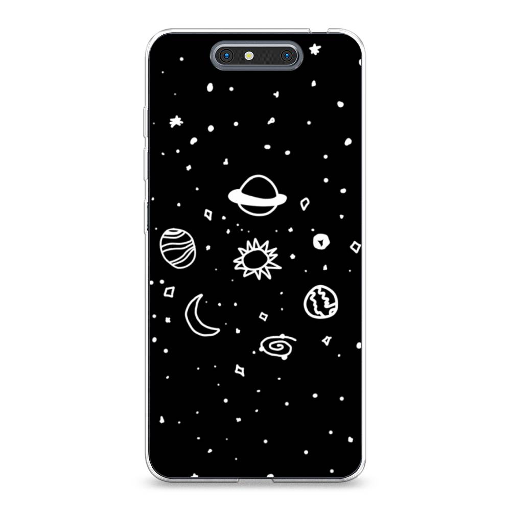 

Чехол на ZTE Blade V8 "Дудл солнечной системы", Бежевый;серый, 131250-2