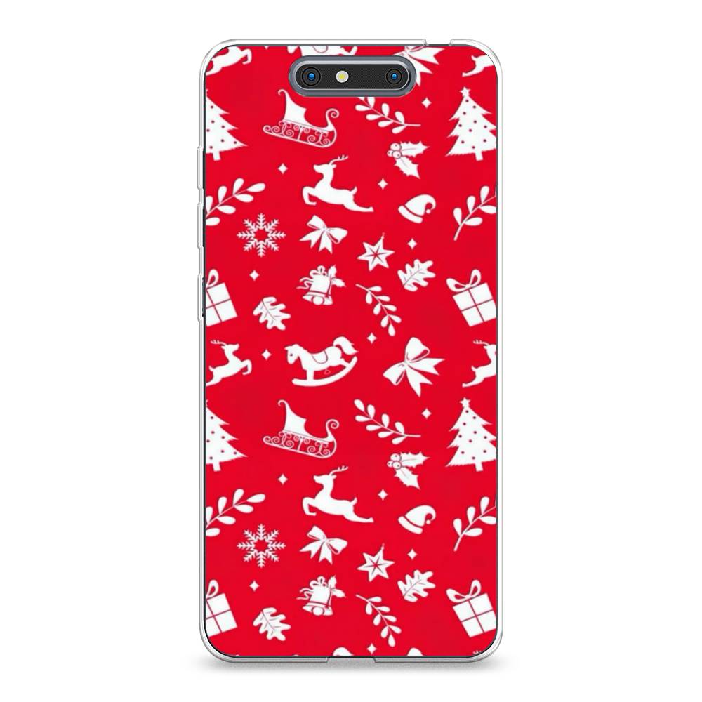 

Чехол на ZTE Blade V8 "Красный новогодний фон", Красный;белый, 131250-5