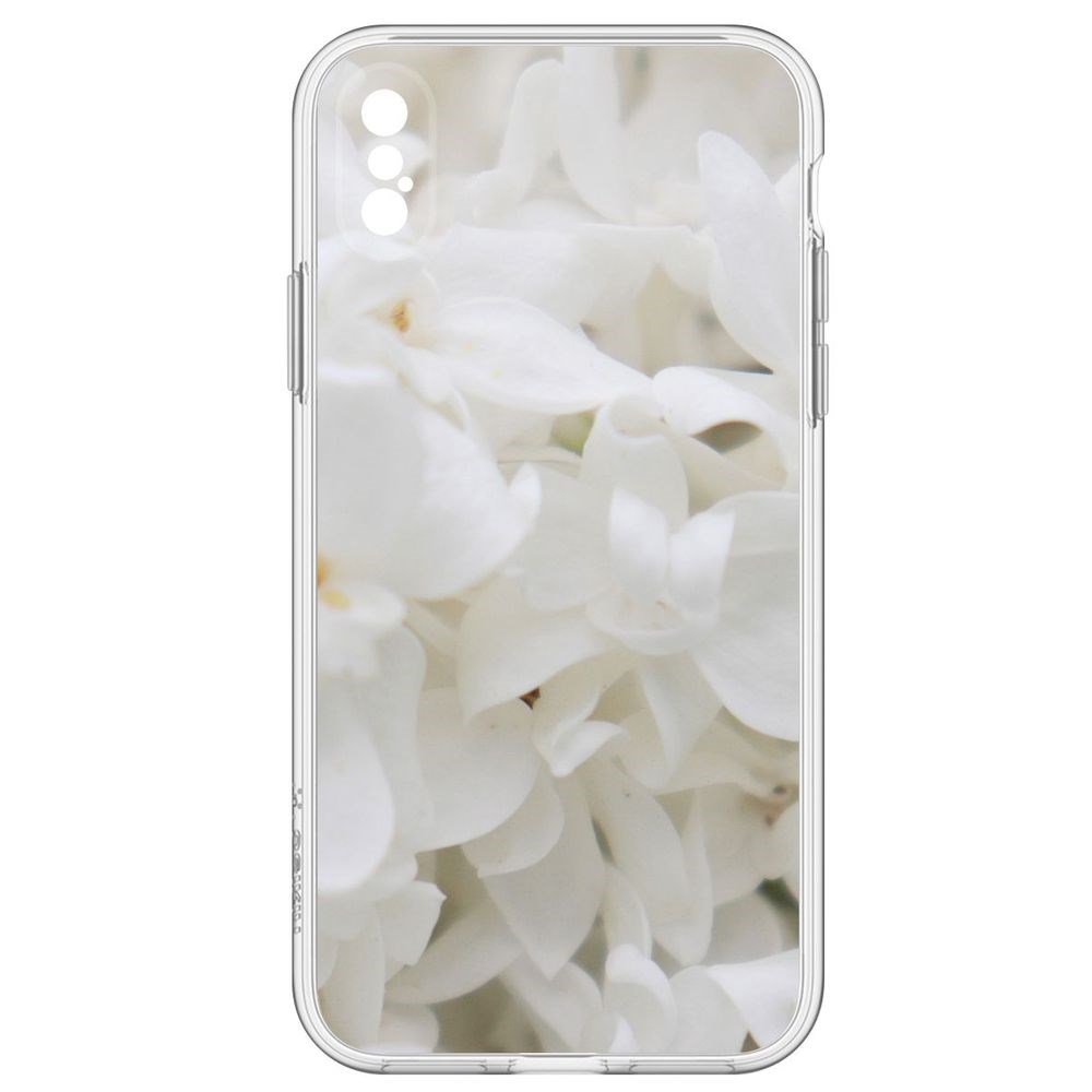 

Чехол-накладка Krutoff Clear Case Белые лилии для iPhone XS, Прозрачный