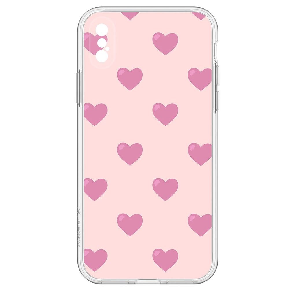 

Чехол-накладка Krutoff Clear Case Пурпурные сердца для iPhone XS, Прозрачный