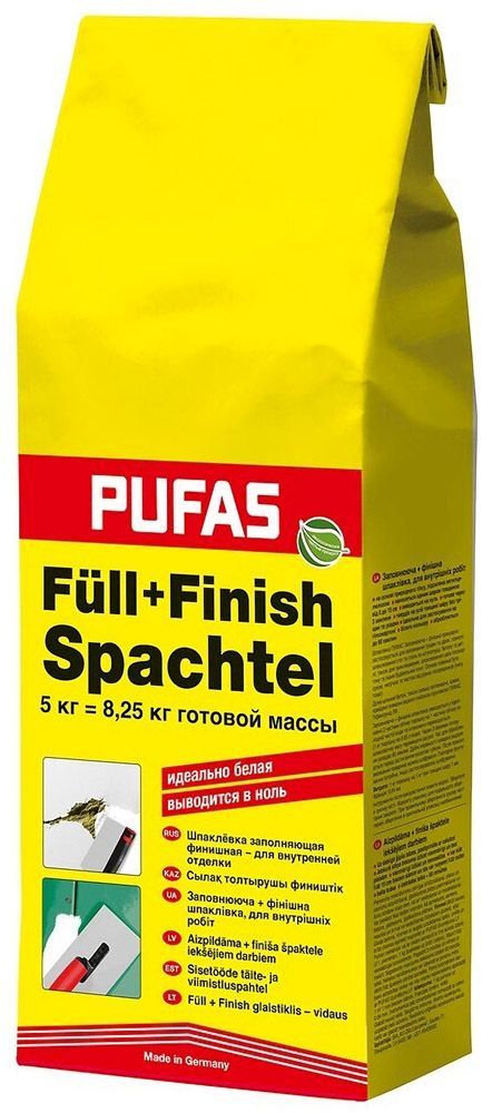 фото Pufas full+finish spachtel шпаклевка гипсовая заполняющая фининшая (5кг)