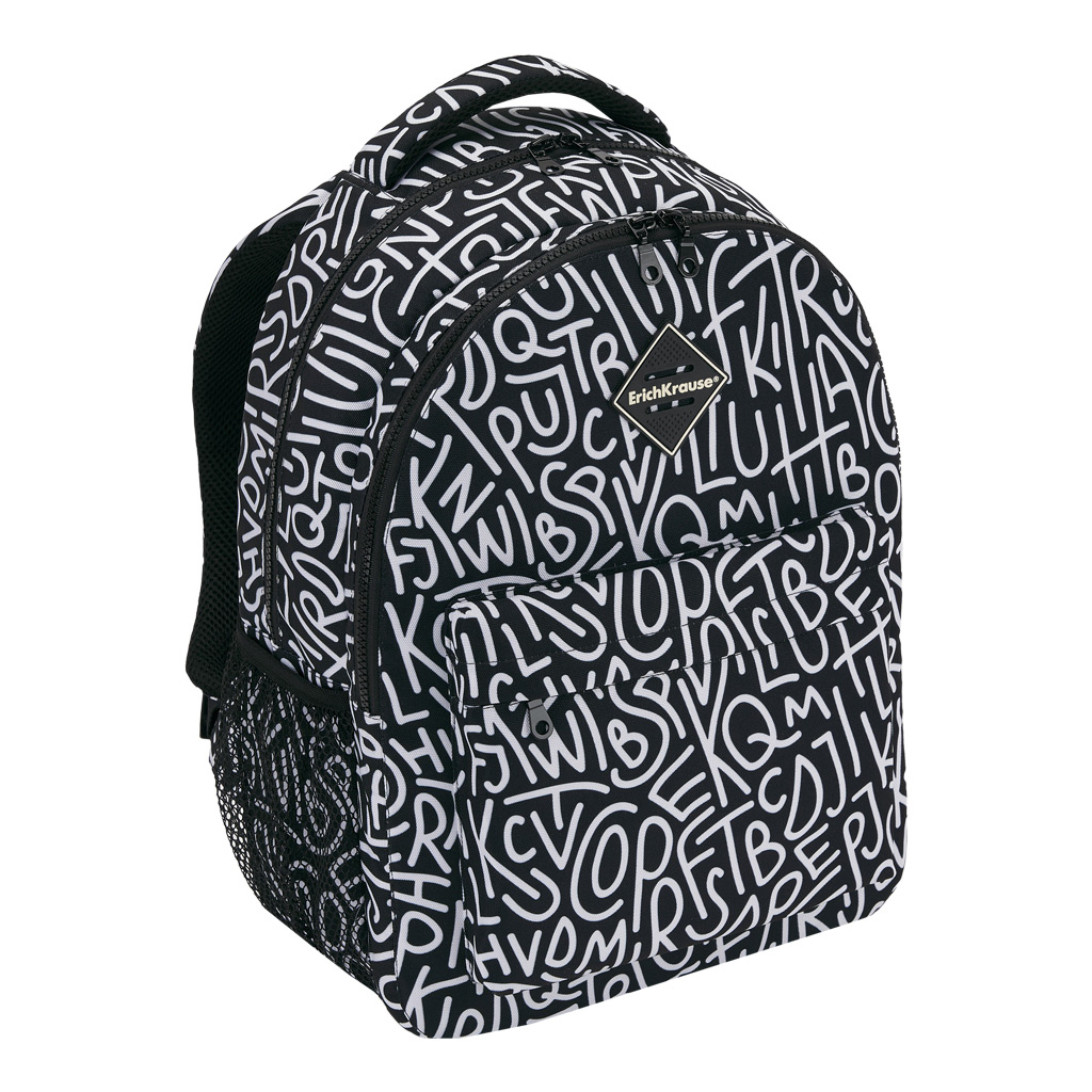 

Рюкзак молодежный Erich Krause EasyLine 44*33*23 дев 20L Alphabet, черный/белый 48419