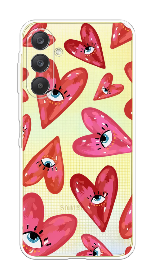 

Чехол на Samsung Galaxy A26 5G "Сердечки с глазами", Коричневый;красный;розовый, 2110750-1