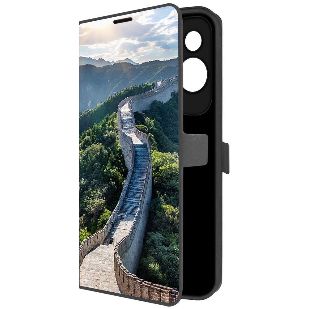 

Чехол-книжка Krutoff Eco Book для Honor 90 Lite Китай, Великая Стена (черный)