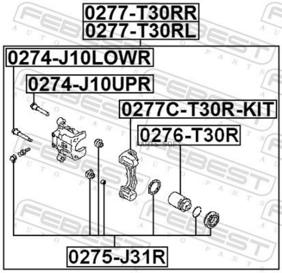 

Суппорт задний L NISSAN X-Trail (T30) 00-06 FEBEST 0277-T30RL