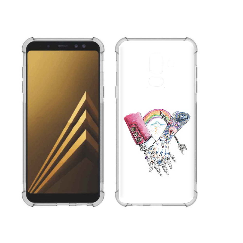 

Чехол MyPads Tocco для Samsung Galaxy A6+ (2018) абстракция руки в татуировках, Прозрачный, Tocco