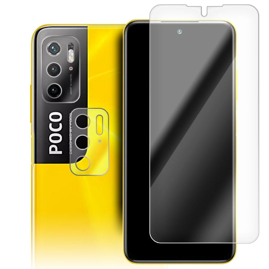 

Стекло защитное гибридное для Xiaomi Poco M3 Pro + защита камеры (2 шт.)