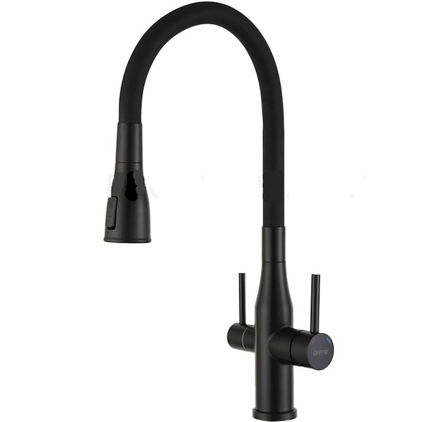 смеситель на борт ванны gappo g1189 4 Смеситель для кухни Gappo G4399-66, с подключением фильтра, гибкий излив, черный