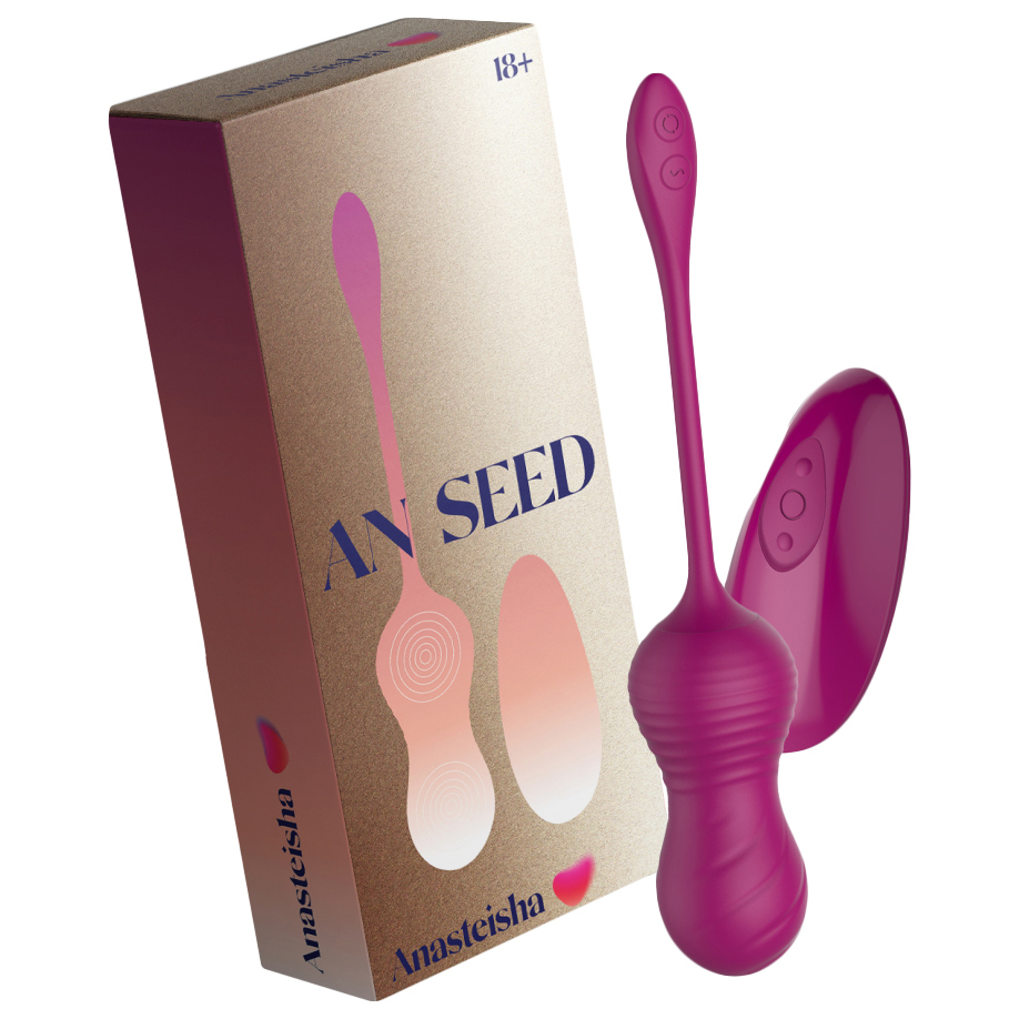 Вагинальные виброшарики Anasteisha AN Seed с функцией массажа бусинами и пультом сливовые