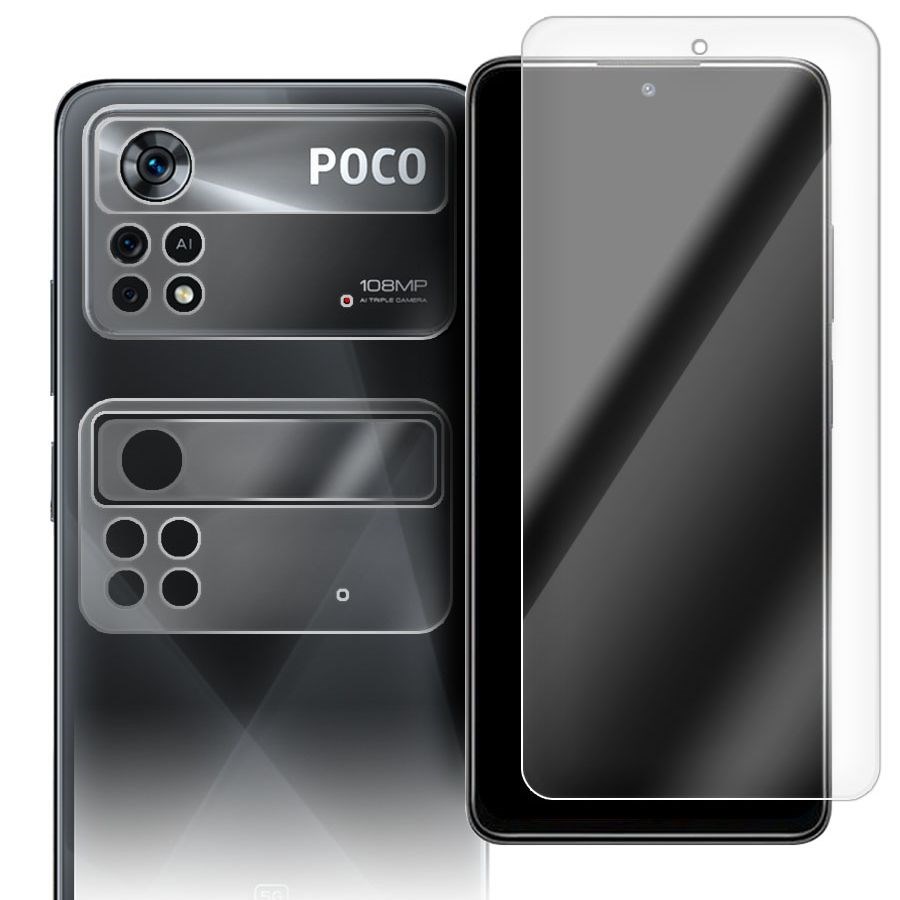 

Стекло защитное гибридное для Xiaomi Poco X4 Pro 5G + защита камеры (2 шт.)