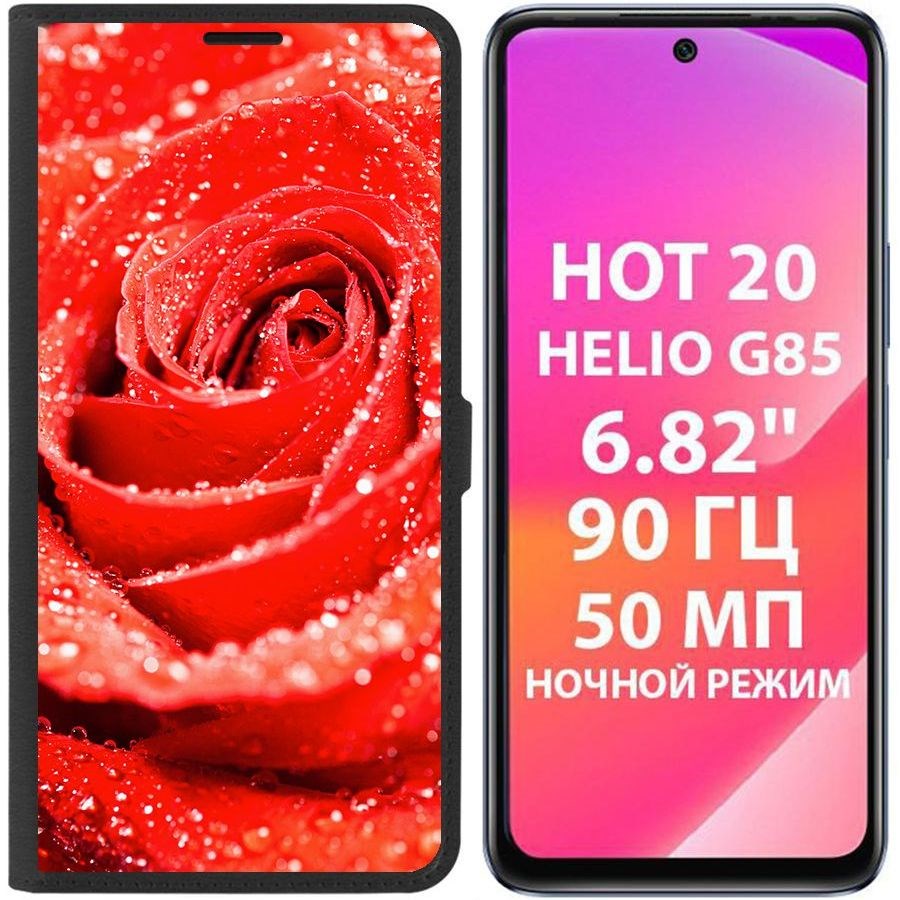 

Чехол-книжка Krutoff Eco Book для Infinix Hot 20 Роза (черный)