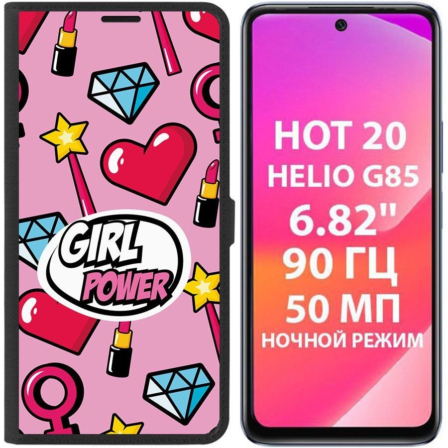 

Чехол-книжка Krutoff Eco Book для Infinix Hot 20 Girl Power (черный)