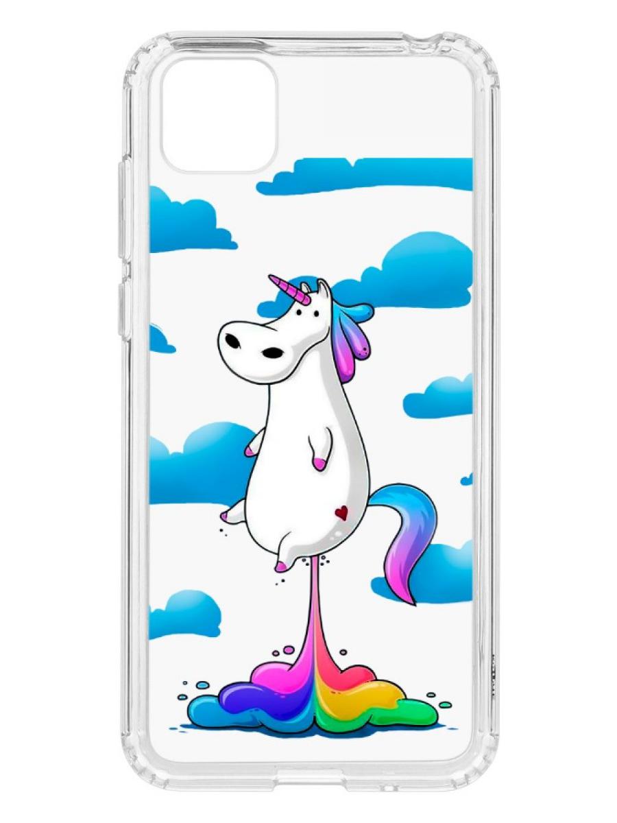 

Чехол для Huawei Honor 9S КRUЧЕ Print Flying Unicorn, Прозрачный;разноцветный