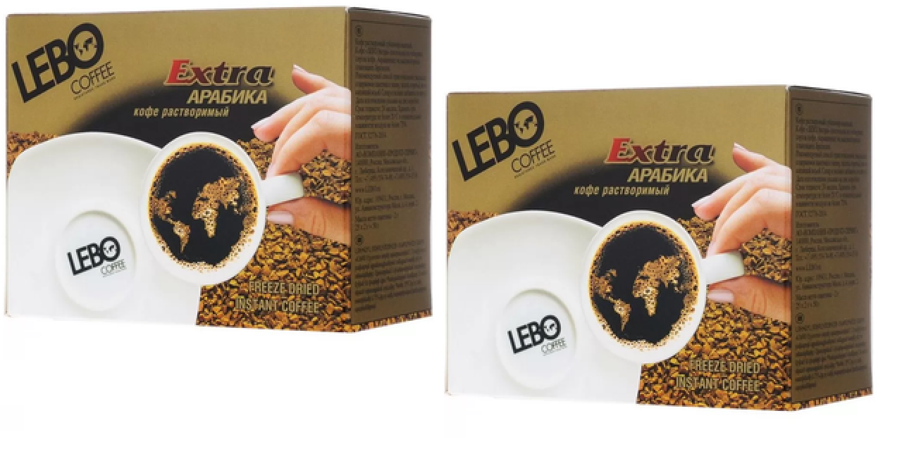 

Кофе растворимый Lebo Extra сублимированный, 25 пакетиков по 2 г, 2 упаковки
