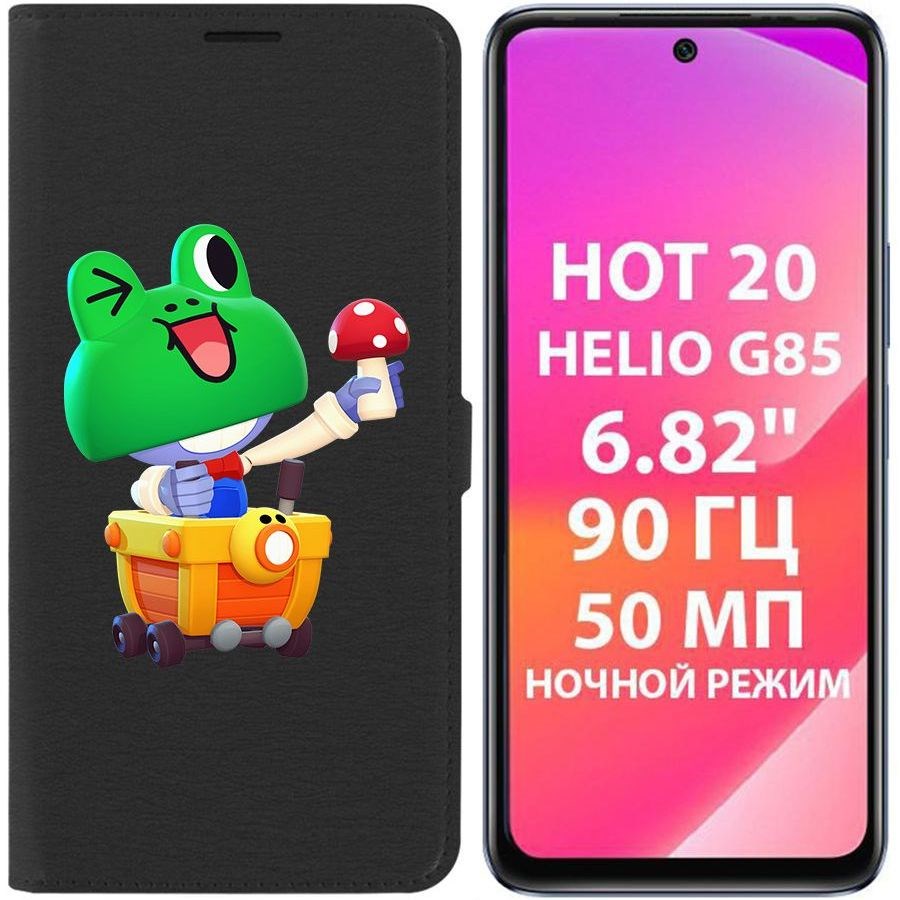 

Чехол-книжка Krutoff Eco Book для Infinix Hot 20 Brawl Stars-Леонард Карл (черный)