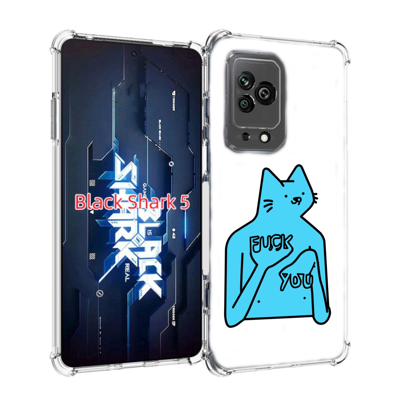 

Чехол MyPads голубой-кот-фак-ю для Xiaomi Black Shark 5, Прозрачный, Tocco