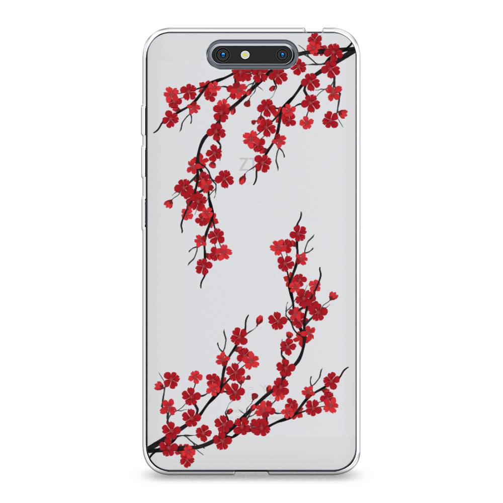 

Чехол на ZTE Blade V8 "Красная сакура", Красный;черный, 131250-2