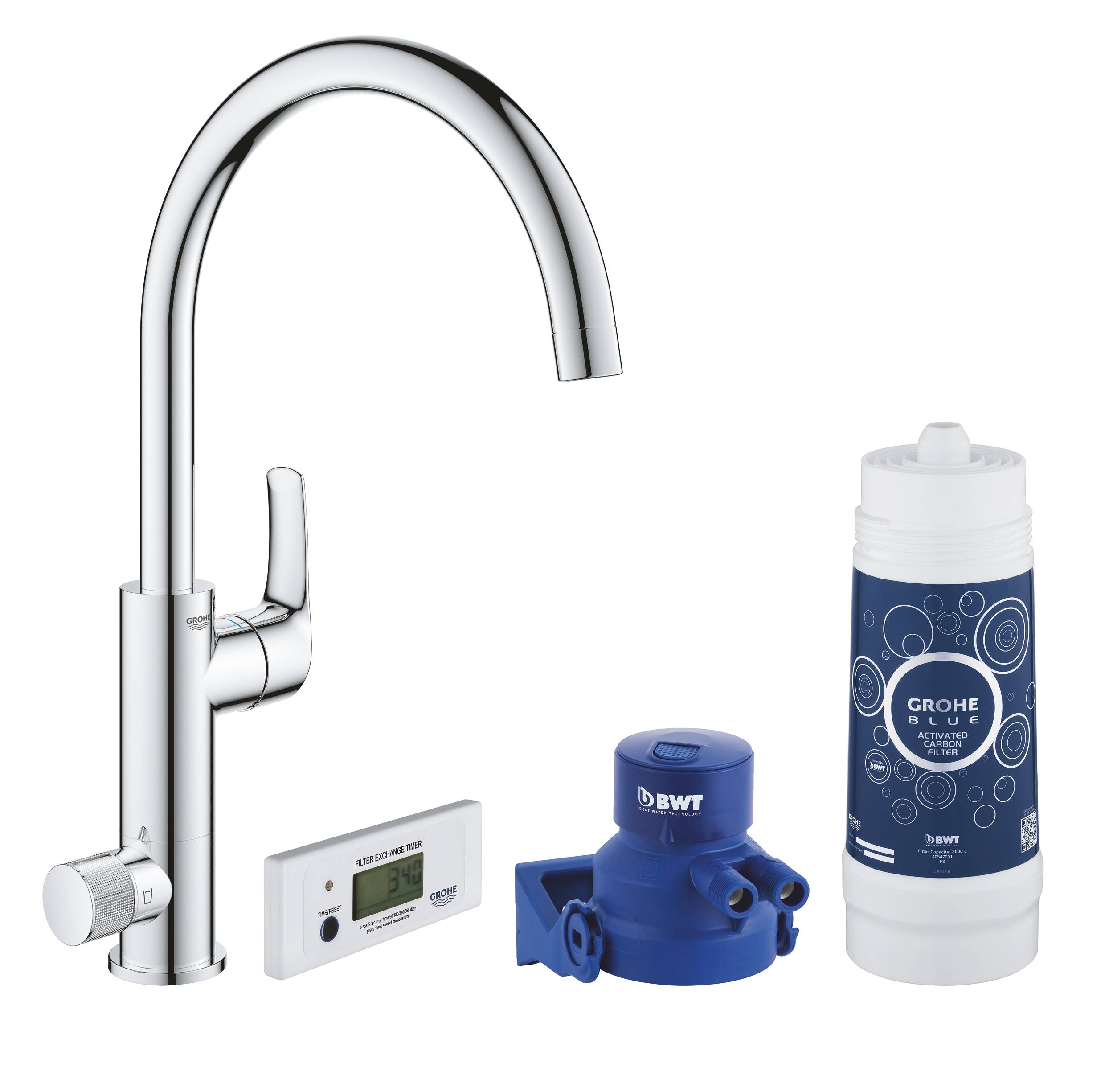 фото Смеситель для кухни grohe blue pure eurosmart, без электроники, хром (30383000)