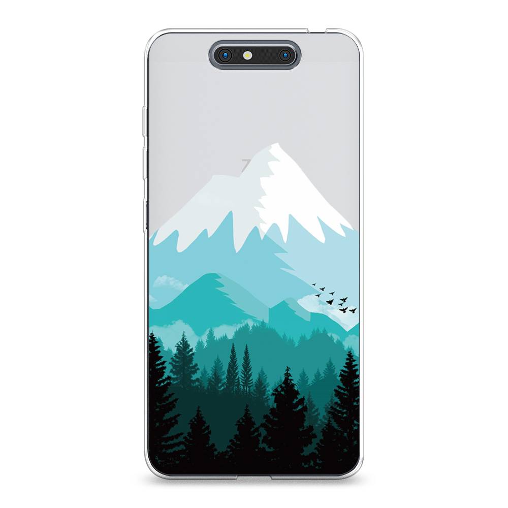 

Чехол на ZTE Blade V8 "Синяя снежная гора", Белый;голубой, 131250-2