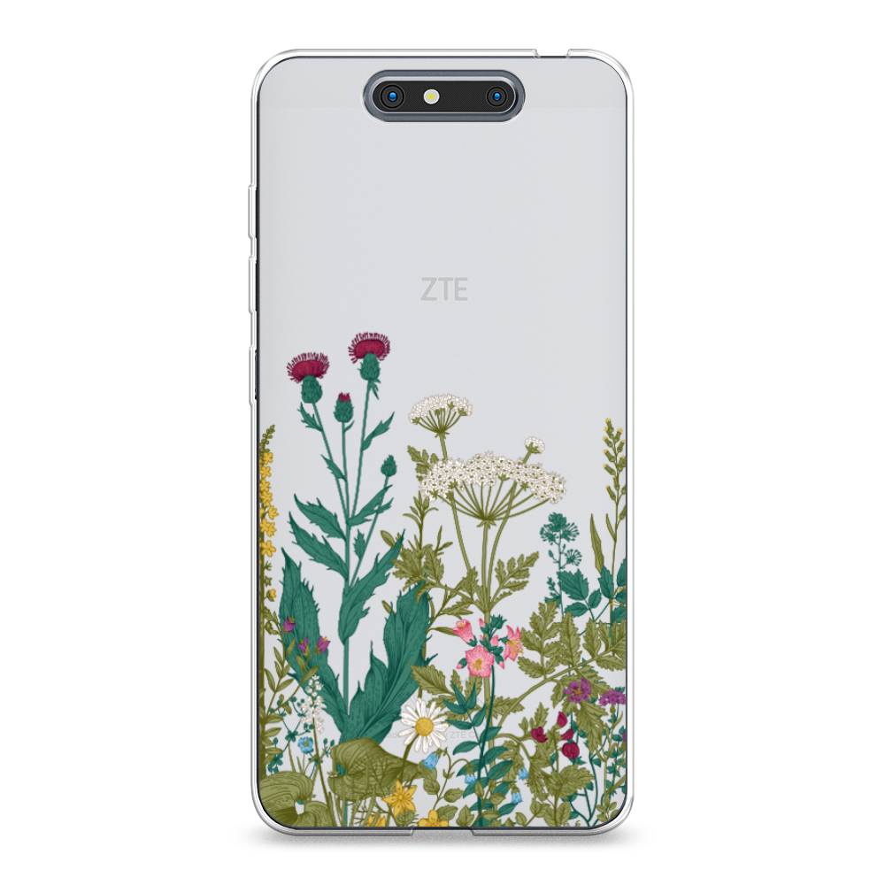 

Чехол на ZTE Blade V8 "Дикие полевые цветы", Зеленый;розовый;белый, 131250-2