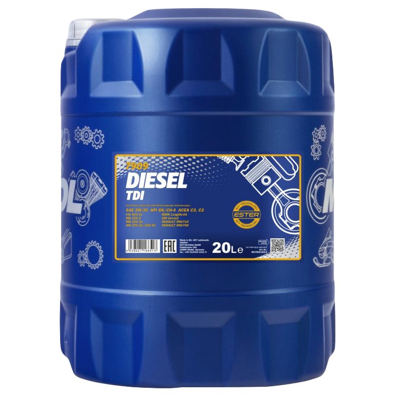 

Моторное масло MANNOL синтетическое Diesel Tdi 5w30 20л