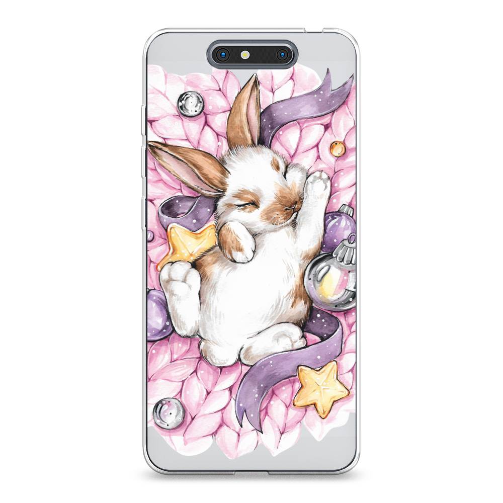 

Чехол на ZTE Blade V8 "Кролик спит", Розовый;белый, 131250-5