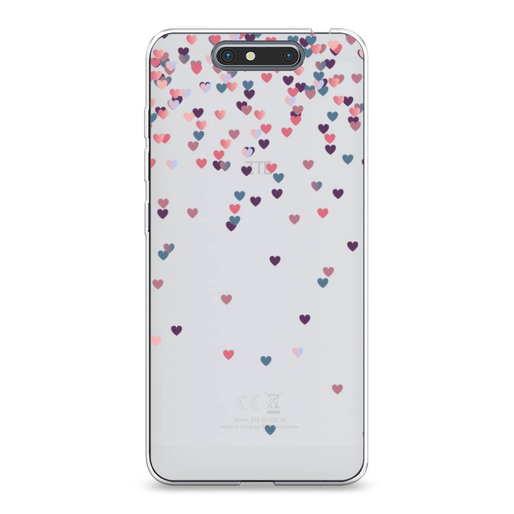 

Чехол на ZTE Blade V8 "Посыпка сердечки", Розовый;фиолетовый, 131250-3