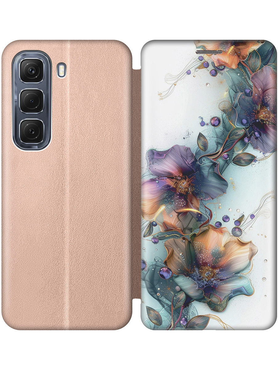 

Чехол-книжка на Infinix Hot 50 4G с принтом "Мистические цветы" золотой, Золотистый;белый;зеленый, 786718723