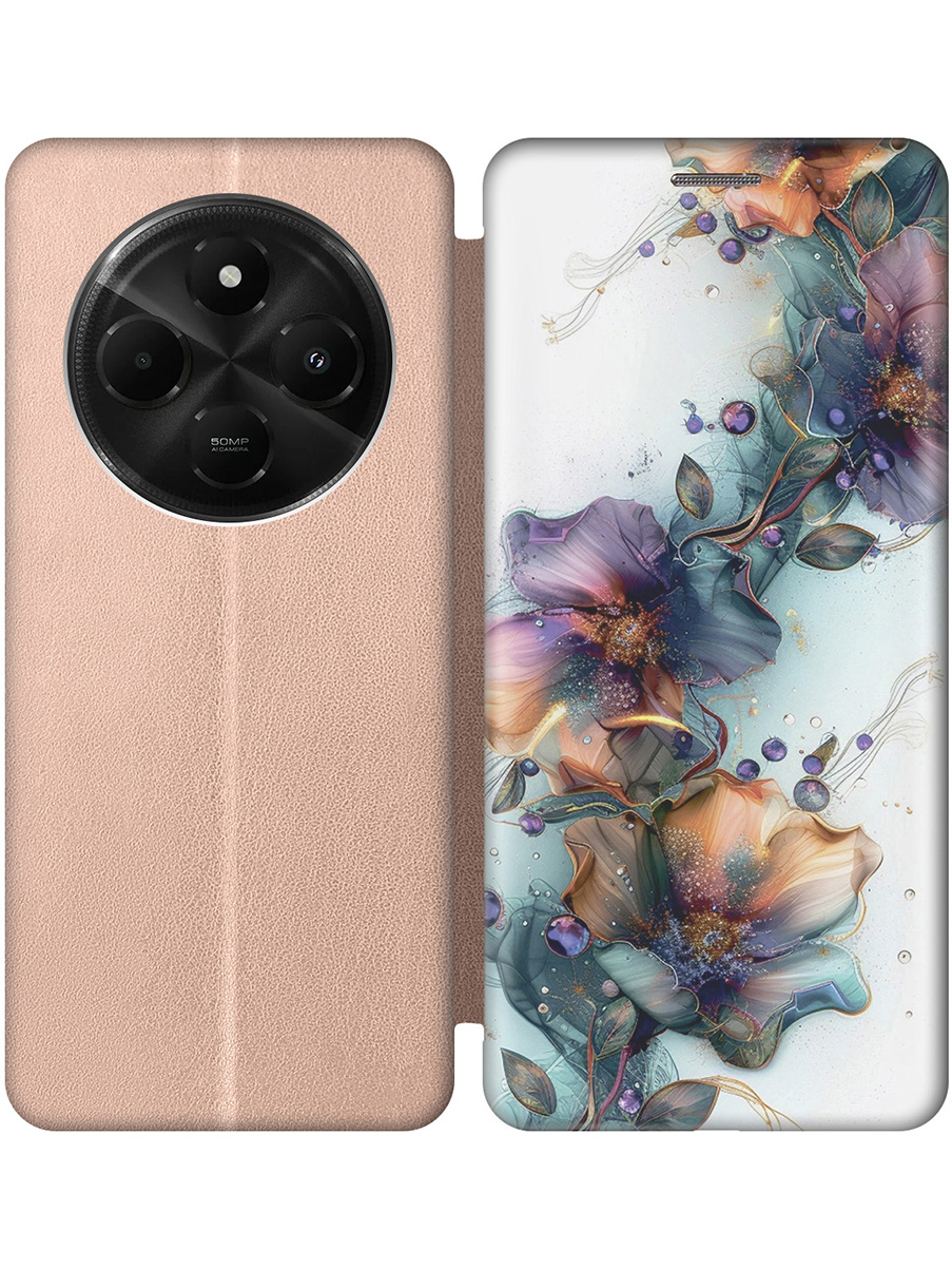 

Чехол-книжка на Xiaomi Redmi 14C / Poco C75 с принтом "Мистические цветы" золотой, Золотистый;белый;зеленый, 786715723