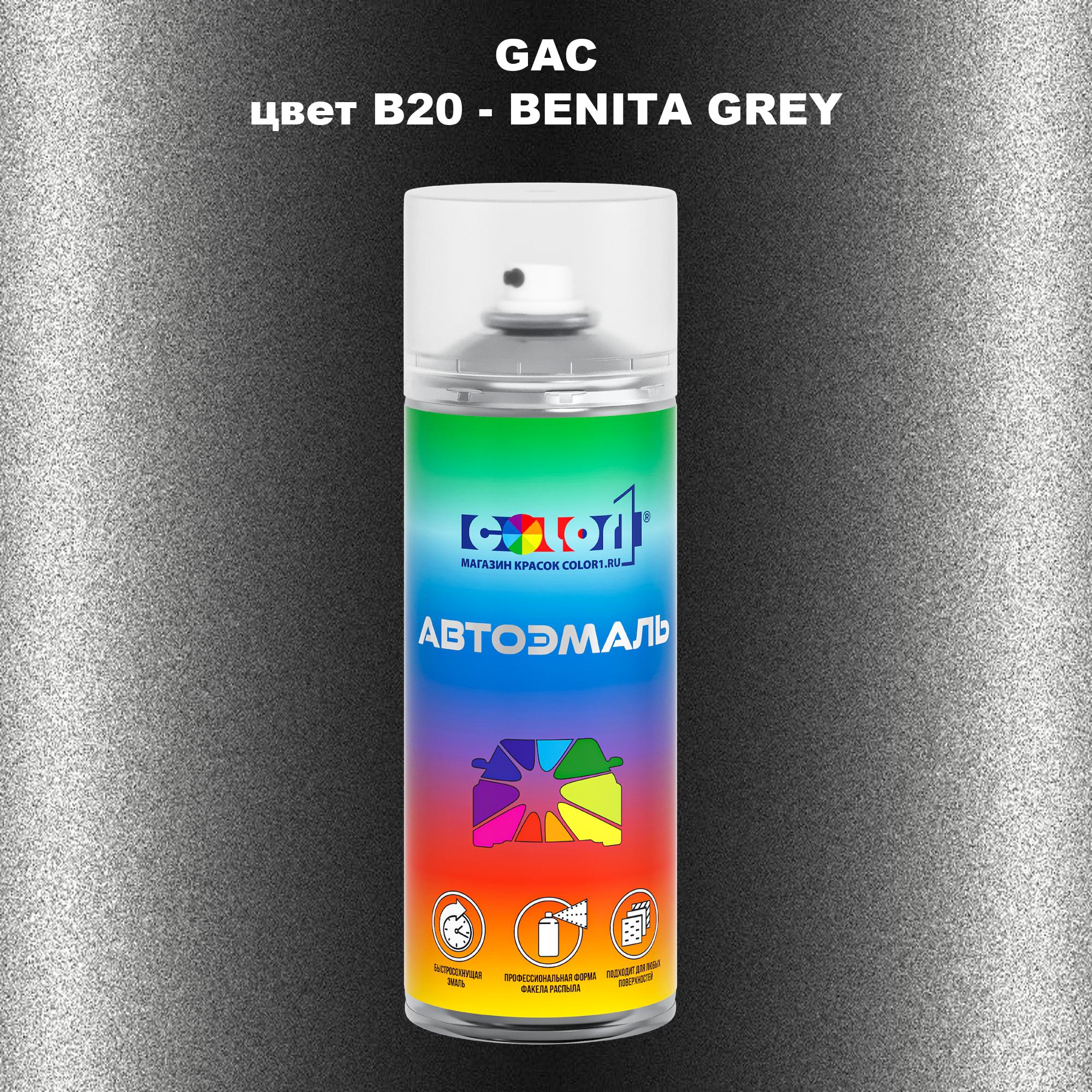 

Аэрозольная краска COLOR1 для GAC, цвет B20 - BENITA GREY, Прозрачный