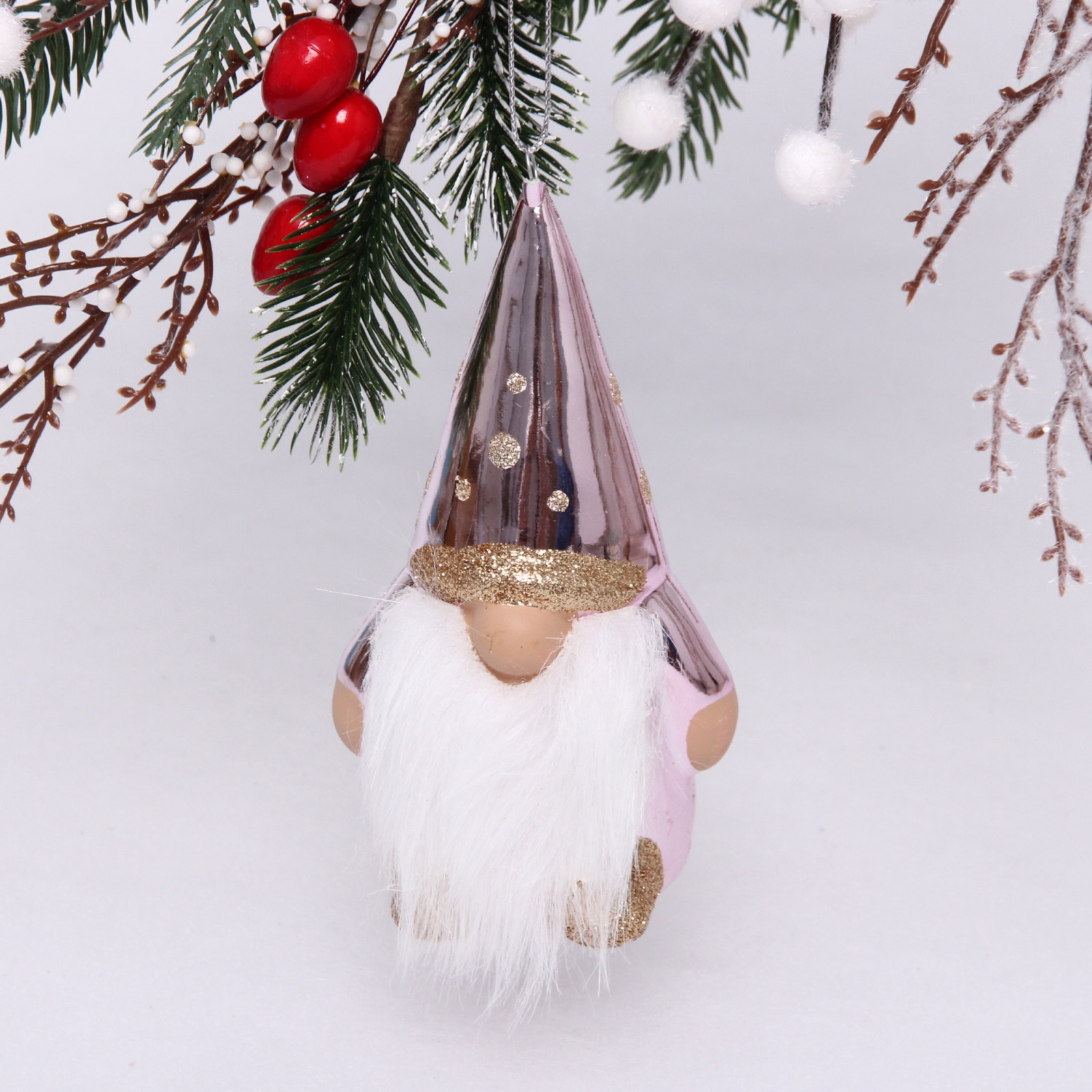 Елочная игрушка Серпантин Веселый гном 3 шт розовый 728₽