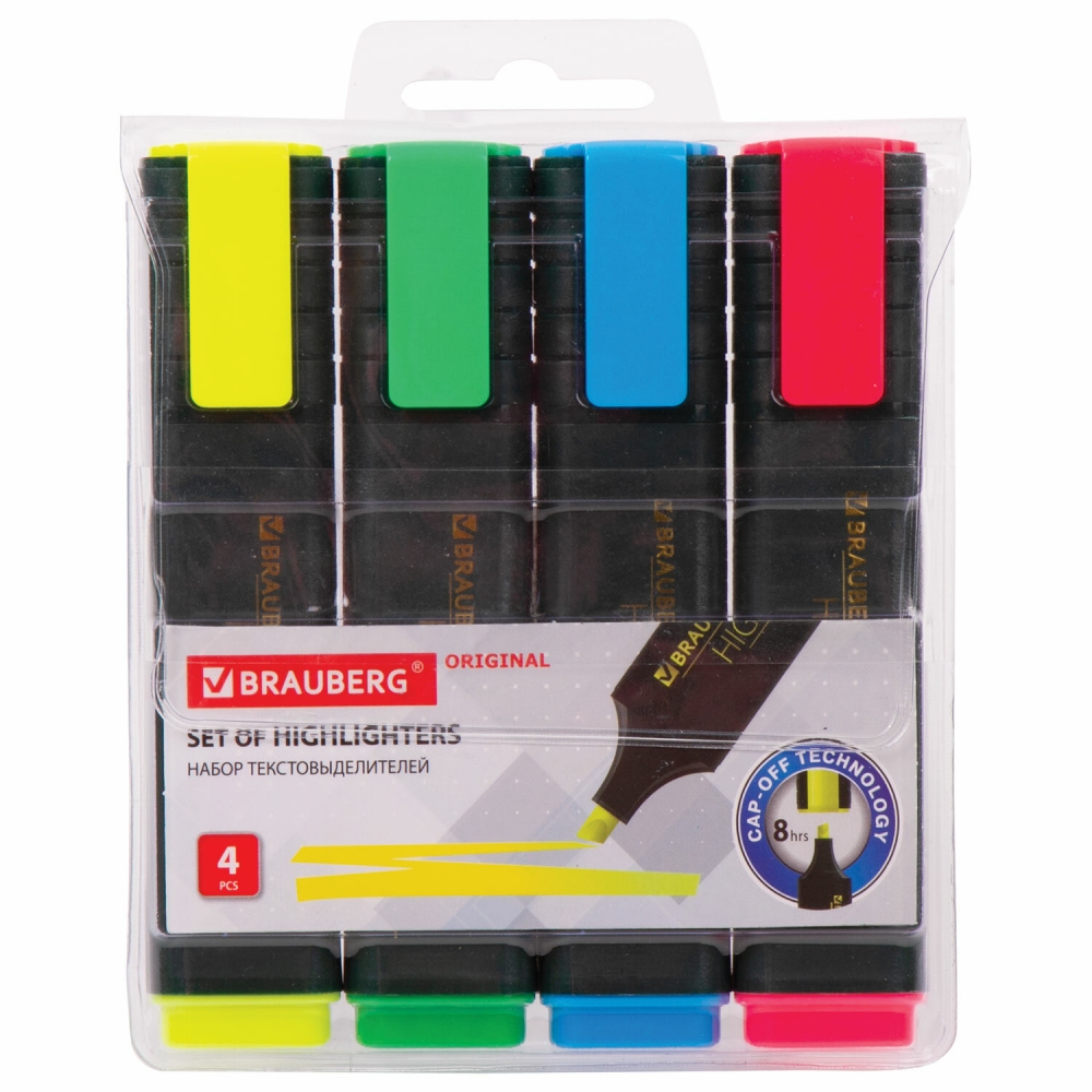 

Набор из 3 шт, Набор текстовыделителей Brauberg 4 шт., ассорти, ORIGINAL, линия 1-5 мм, Разноцветный