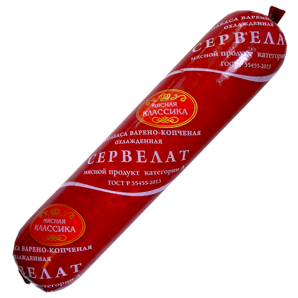 

Колбаса Мясная классика Сервелат Высший сорт варено-копченый 500 г