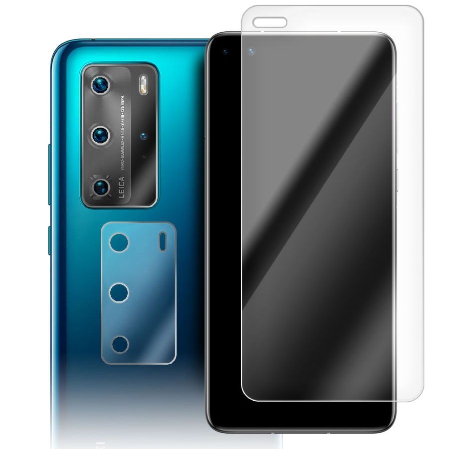 

Стекло защитное гибридное для Huawei P40 + защита камеры (2 шт.)