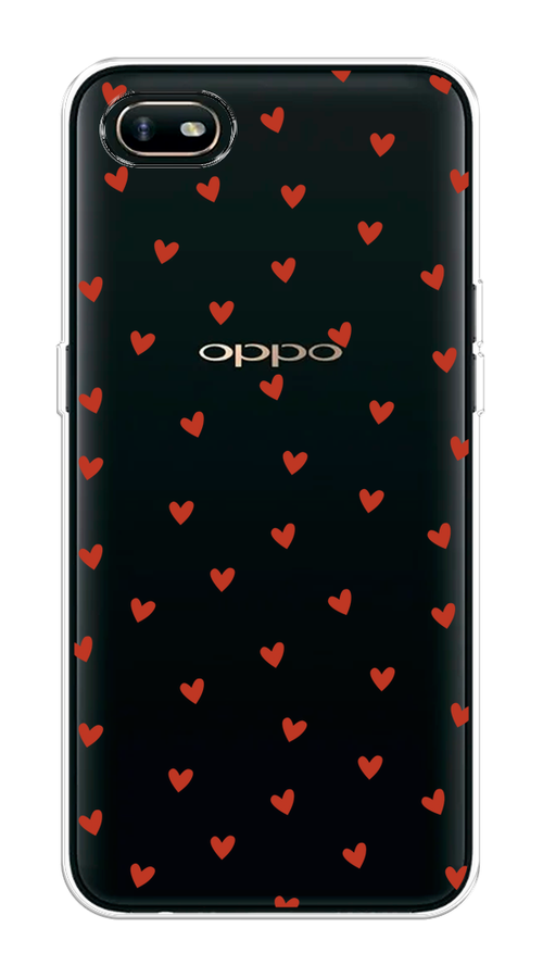 

Чехол на Oppo A1k "Red hearts", Красный;прозрачный, 252150-1