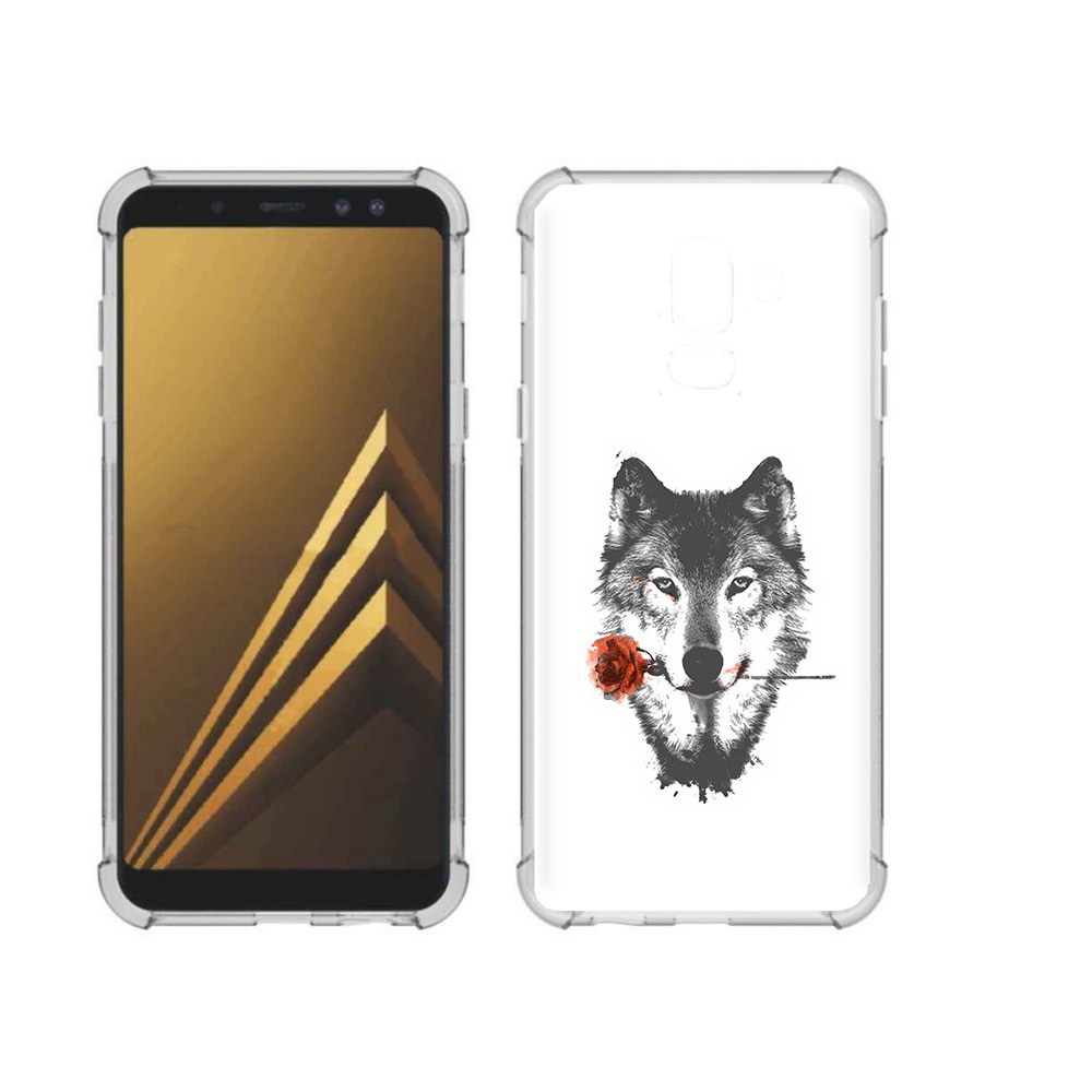 

Чехол MyPads Tocco для Samsung Galaxy A6+ (2018) волк с розой (PT111520.594.270), Прозрачный, Tocco