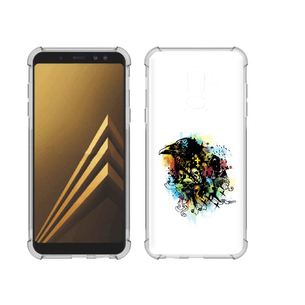 

Чехол MyPads Tocco для Samsung Galaxy A6+ (2018) ворон и черепа (PT111520.594.273), Прозрачный, Tocco